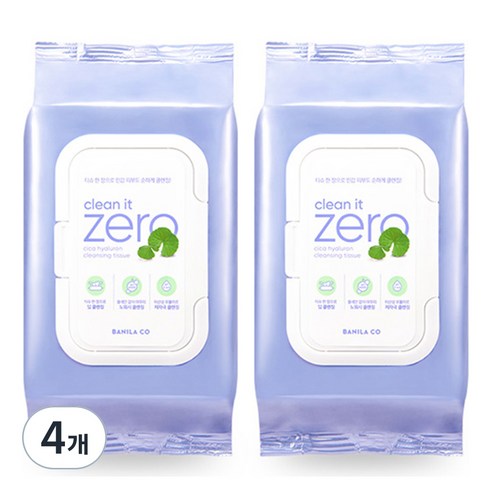 바닐라코 클린 잇 제로 시카 히알루론 클렌징 티슈, 80매입, 4개