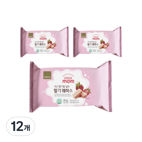올가홀푸드 mom 딸기 웨하스 80g, 12개