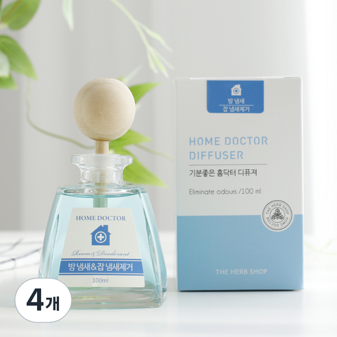 더허브샵 홈닥터 디퓨져, 방냄새&잡냄새제거, 100ml, 4개