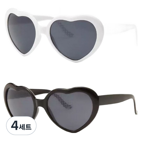 재미존 하트 불빛 선글라스 2종 세트, 화이트+블랙, 4세트