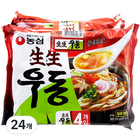생생우동면 봉지 4p, 253g, 24개
