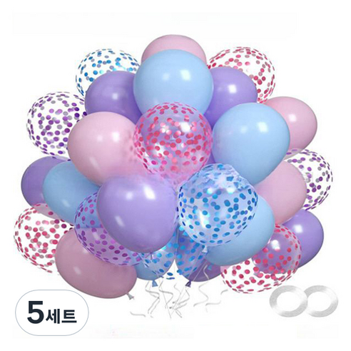 만들하비 컨페티 풍선 세트, 퍼플블루, 5세트