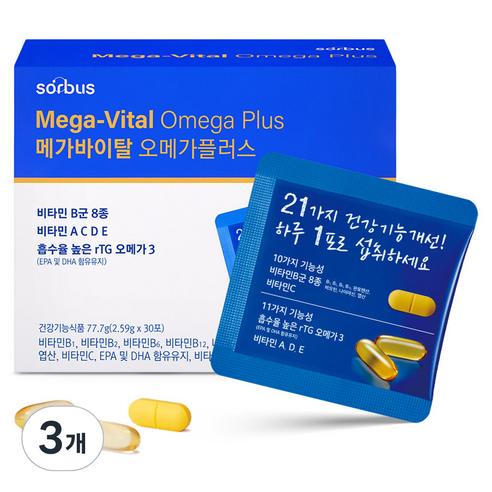 소버스 메가바이탈 오메가플러스 30p, 77.7g, 3개