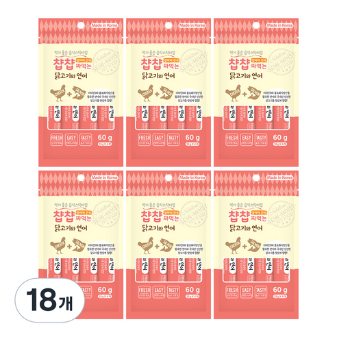 강아지 챱챱 짜먹는 습식간식, 닭고기 + 연어 혼합맛, 15g, 18개