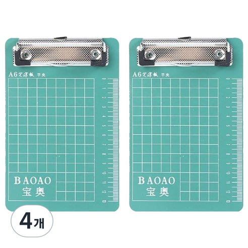 머니풀 바둑판 사이즈 클립보드 A6, 그린, 4개