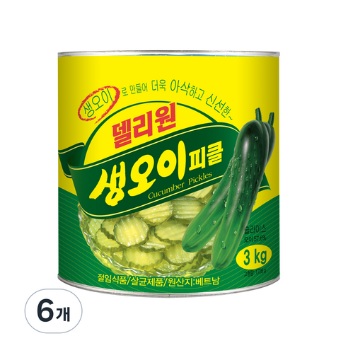 델리원 생 오이피클, 3kg, 6개