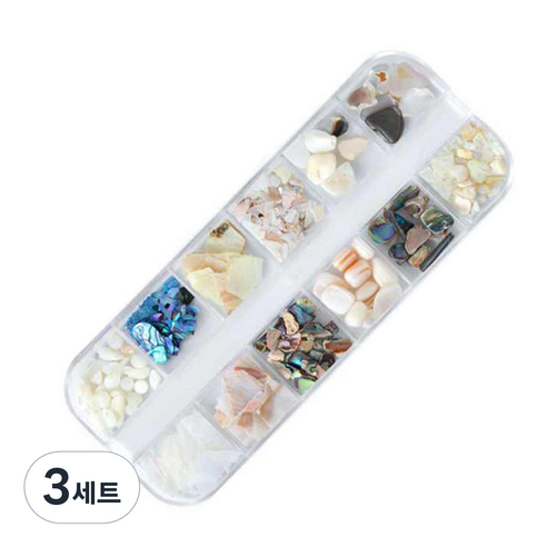 자개원석 네일 파츠 세트, 블루, 3세트