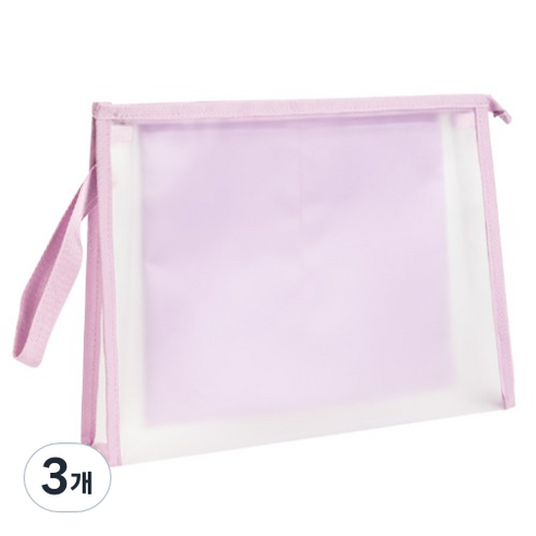 델리 삼각 투포켓 스트랩 파우치 A4 PP109, 퍼플립, 3개