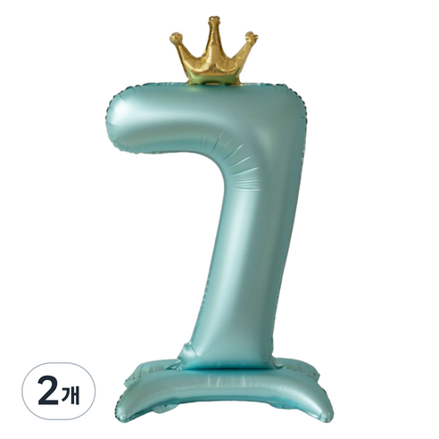 세컨드베스트 크라운 스탠딩 숫자 파티풍선 100cm, 블루 숫자 7, 2개