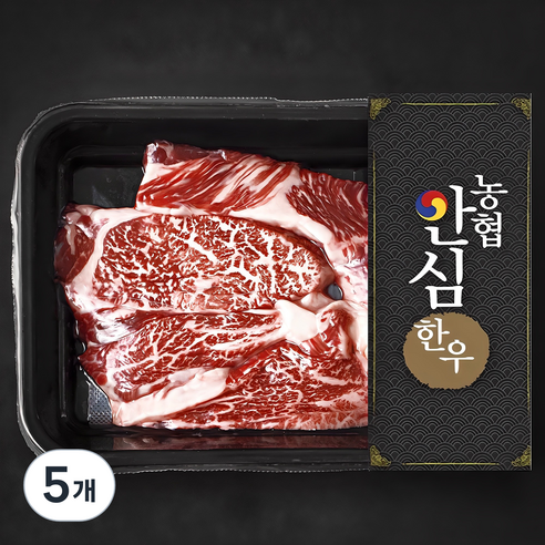 농협안심한우 등심 1+등급 구이용 (냉장), 200g, 5개