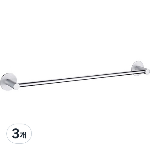 마켓플랜 스페이스 무타공 수건걸이 50cm, 실버, 3개