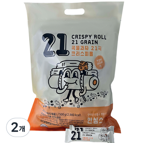 곡물과자 21곡 크리스피롤 50개입, 500g, 2개