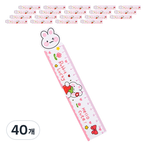 마켓감성 문구용품 휘어지는 눈금자, 행운의토끼, 40개
