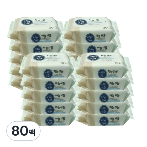 하늘선물 미니 물티슈, 30매, 80팩