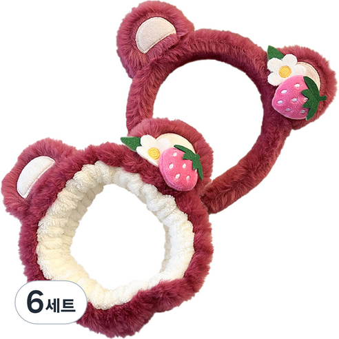 세안밴드 2종 세트, 6세트, 퍼플꽃
