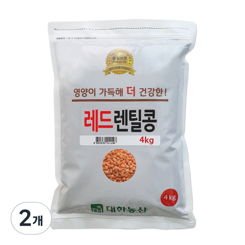 대한농산 레드렌틸콩, 2개, 4kg