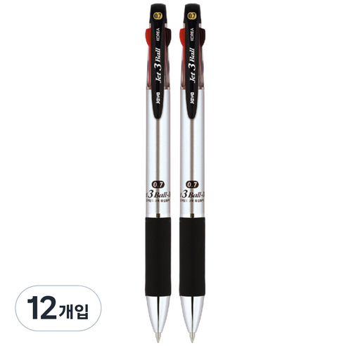자바펜 제트 3색 볼펜 M 0.7mm, 메탈릭 실버, 12개입
