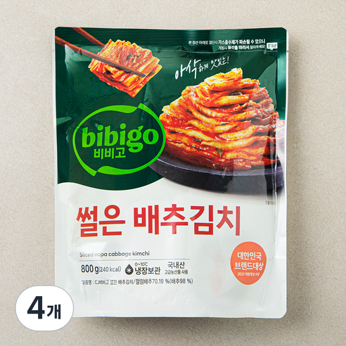 비비고 썰은 배추김치, 800g, 4개