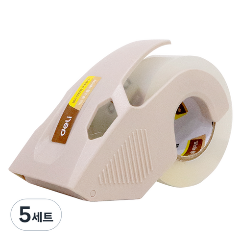 델리 커터기 소형 30040 + 박스테이프 리필 48mm x 40m 세트, 베이지(커터기), 5세트