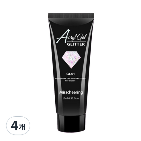 고고블랑 네일연장 글리터 폴리젤 15ml, GL01, 4개