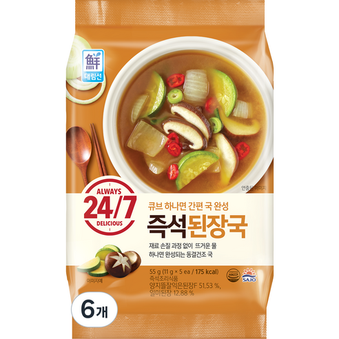 대림선 사조 24 7 즉석 된장국, 55g, 6개