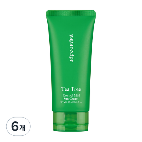 파파레서피 티트리 컨트롤 마일드 선 크림 SPF50+ PA++++, 50ml, 6개