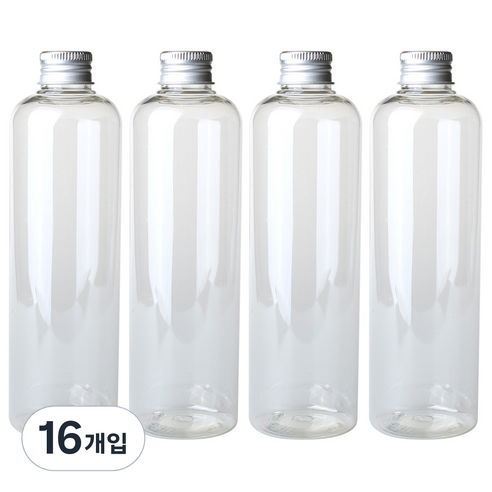 병도매닷컴 투명 음료용기 알루미늄 실버캡, 300ml, 16개입