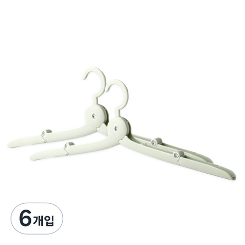 그뤠잇라이프 여행용 휴대용 접이식 옷걸이, 그린, 6개입