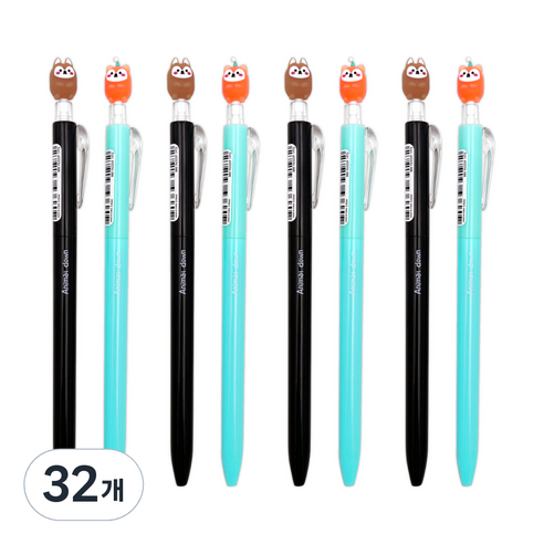 더오픈하우스 회전하는 애니멀 젤펜 0.5mm 01-0277, 랜덤발송, 32개