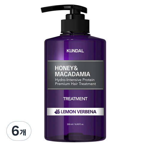 쿤달 허니 앤 마카다미아 헤어 트리트먼트 레몬버베나향, 500ml, 6개