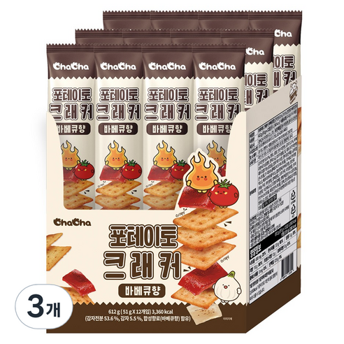 ChaCha 포테이토 크래커 바베큐향 12p, 3개, 612g