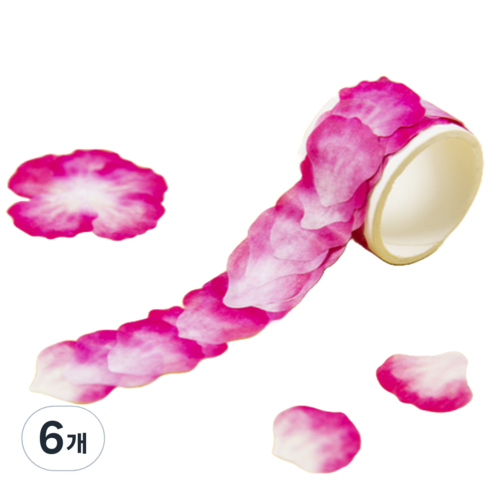푸트로랩 콜라주 꽃잎 쌓인 테이프 30 x 30 mm 80p, 딥핑크, 6개