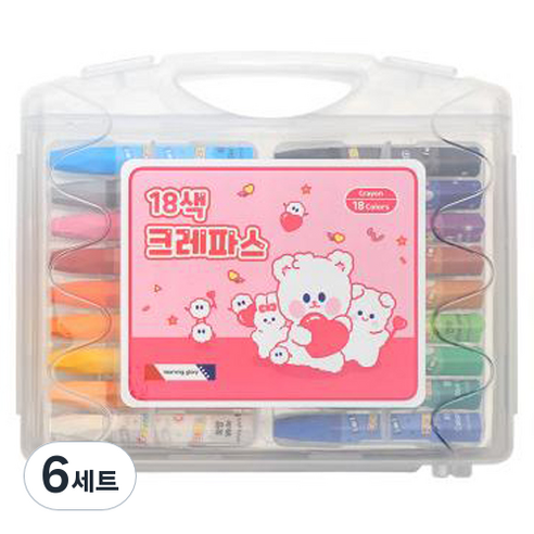 모닝글로리 크레파스 18종 세트 핑크, 6세트, 18색