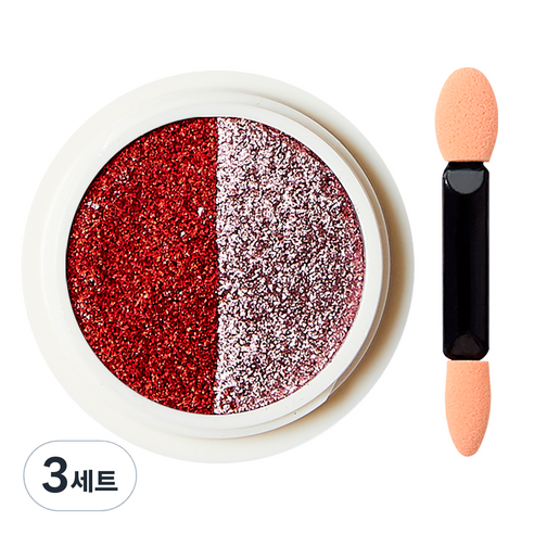 시크핏네일 레이져 투톤 팩트 네일글리터 미러 파우더 + 아이섀도우 팁, 버건디핑크(ZN0128), 3세트