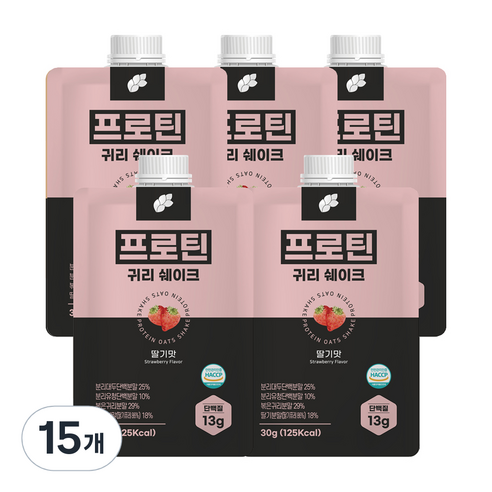 논앤밭위드 프로틴 귀리쉐이크 딸기맛, 30g, 15개