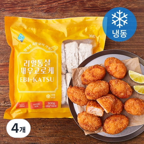 지엔씨푸드 리얼통살 새우 고로케 10개입 (냉동), 300g, 4개