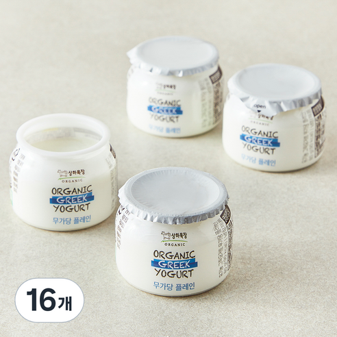 상하목장 유기농 그릭요거트 무가당 플레인, 80g, 1개입, 16개