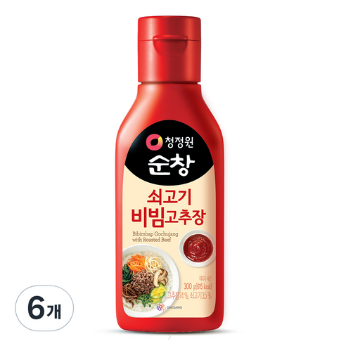 청정원순창 쇠고기 비빔 고추장, 300g, 6개