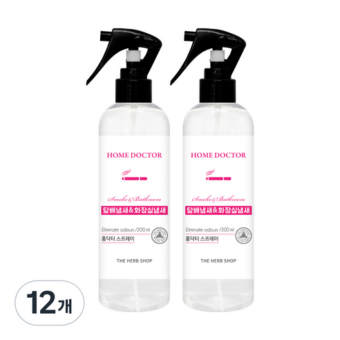 홈닥터 담배냄새 앤 화장실냄새 스프레이 섬유탈취제 본품, 200ml, 12개