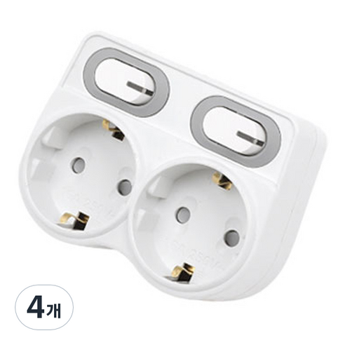 에코파워탭 LED L자 멀티탭 2구 EPM-L402L, 9.1cm, 화이트, 4개