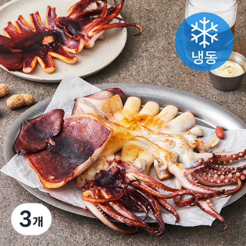 바다보소 구룡포에서 말린 반건조 오징어 3미 (냉동), 510g, 3개