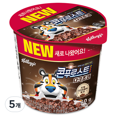 콘푸로스트 다크초코 컵 시리얼, 40g, 5개