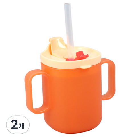 순수아 양손 다기능 빨대컵 아기물컵 스파우트컵 어린이집 준비물, 260ml, 2개, 레드