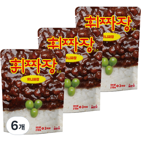 꼬마춘장 휘짜장 유니짜장 매운맛, 210g, 6개 Best Top5