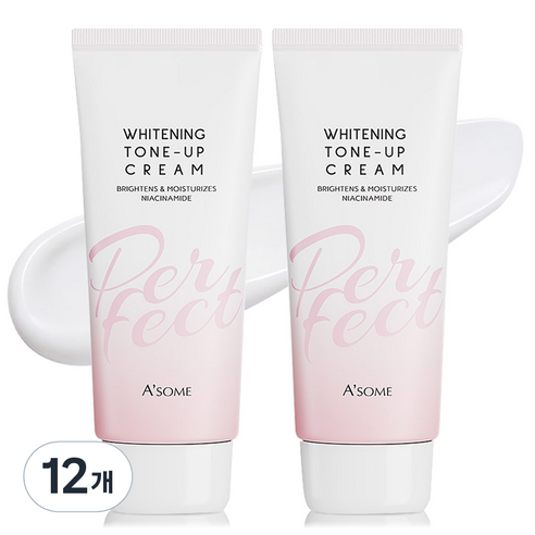 ASOME 에이썸 퍼펙트 화이트닝 톤업 크림 100ml 2개, 12개
