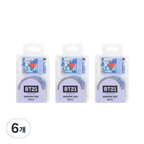 라인프렌즈 BT21 마스킹테이프 30mm, 퍼플, 6개