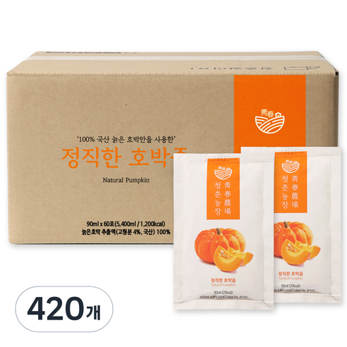 청춘농장 정직한 늙은 호박즙, 90ml, 420개