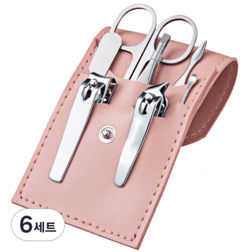 리빙홈디테일 휴대용 손톱깍이 7종 세트, 6세트, 핑크