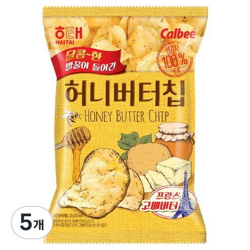 해태제과 허니버터칩, 60g, 5개