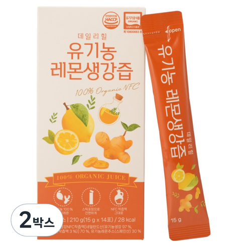 데일리힐 유기농 레몬생강즙 14p, 210g, 2박스